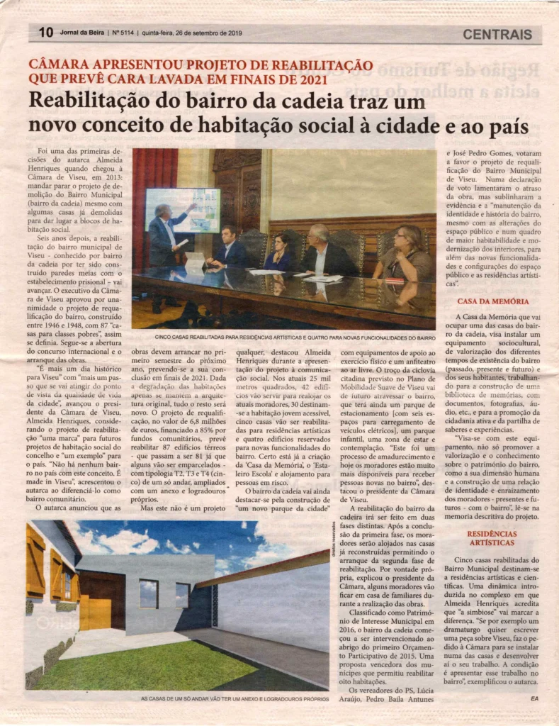 Jornal da Beira, Reabilitação Bairro da Cadeira, 2019